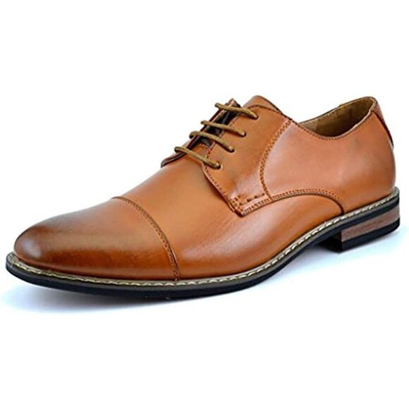 Bruno Marc Italy Men's Brown Classic Modern Formal Oxford Lace-Up Dress Shoes - Picture 1 of 8